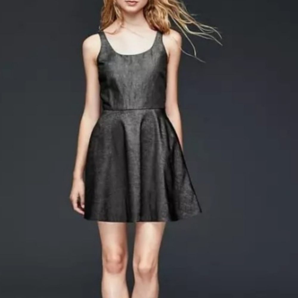 Gap Classic Little Black Dress Sleeveless Black Chambray Branch Y2K NWT